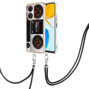 For Honor X7 Electroplating Dual-side IMD Phone Case with Lanyard(Retro Radio)