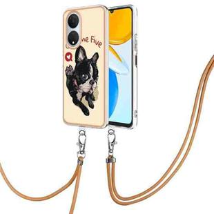 For Honor X7 Electroplating Dual-side IMD Phone Case with Lanyard(Lucky Dog)