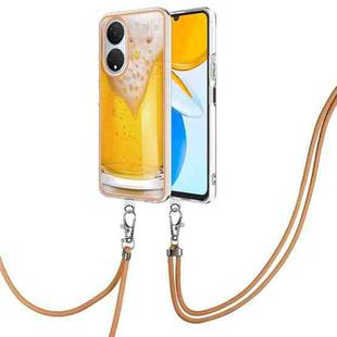 For Honor X7 Electroplating Dual-side IMD Phone Case with Lanyard(Draft Beer)