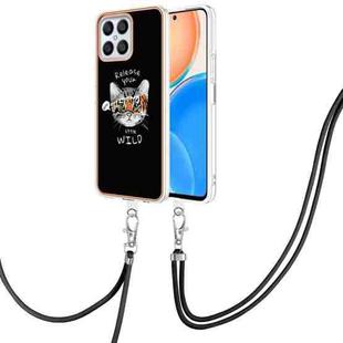 For Honor X8 4G Electroplating Dual-side IMD Phone Case with Lanyard(Natural Growth)