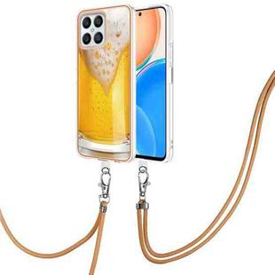 For Honor X8 4G Electroplating Dual-side IMD Phone Case with Lanyard(Draft Beer)