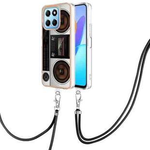 For Honor X8 5G / X6 4G Electroplating Dual-side IMD Phone Case with Lanyard(Retro Radio)