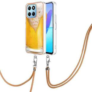 For Honor X8 5G / X6 4G Electroplating Dual-side IMD Phone Case with Lanyard(Draft Beer)