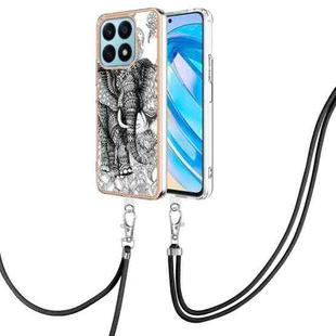 For Honor X8a Electroplating Dual-side IMD Phone Case with Lanyard(Totem Elephant)