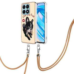 For Honor X8a Electroplating Dual-side IMD Phone Case with Lanyard(Lucky Dog)