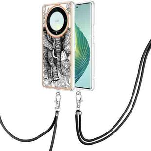 For Honor X9a / Magic5 Lite Electroplating Dual-side IMD Phone Case with Lanyard(Totem Elephant)