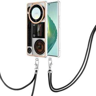 For Honor X9a / Magic5 Lite Electroplating Dual-side IMD Phone Case with Lanyard(Retro Radio)