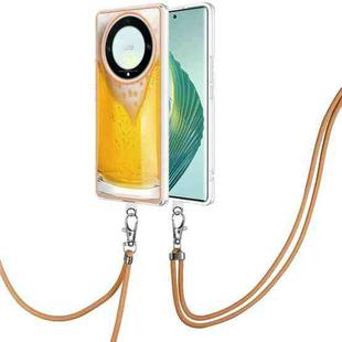 For Honor X9a / Magic5 Lite Electroplating Dual-side IMD Phone Case with Lanyard(Draft Beer)