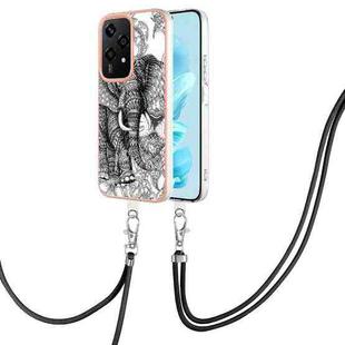 For Honor 200 Lite Global Electroplating Dual-side IMD Phone Case with Lanyard(Totem Elephant)