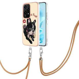 For Honor 200 Lite Global Electroplating Dual-side IMD Phone Case with Lanyard(Lucky Dog)