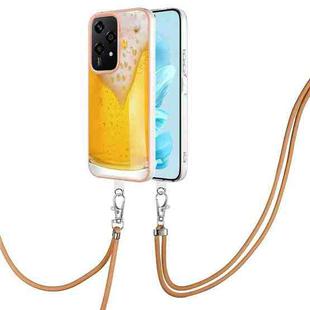 For Honor 200 Lite Global Electroplating Dual-side IMD Phone Case with Lanyard(Draft Beer)