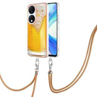 For Honor X7b 4G / 5G Electroplating Dual-side IMD Phone Case with Lanyard(Draft Beer)