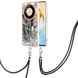 For Honor X9b Electroplating Dual-side IMD Phone Case with Lanyard(Totem Elephant)