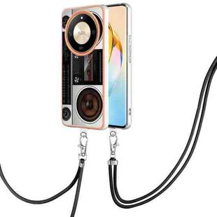 For Honor X9b Electroplating Dual-side IMD Phone Case with Lanyard(Retro Radio)