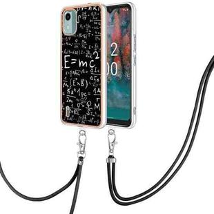 For Nokia C12 Electroplating Dual-side IMD Phone Case with Lanyard(Equation)