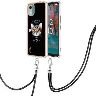 For Nokia C12 Electroplating Dual-side IMD Phone Case with Lanyard(Natural Growth)