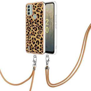 For Nokia C31 Electroplating Dual-side IMD Phone Case with Lanyard(Leopard Print)