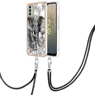 For Nokia C31 Electroplating Dual-side IMD Phone Case with Lanyard(Totem Elephant)