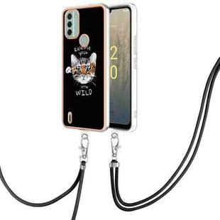 For Nokia C31 Electroplating Dual-side IMD Phone Case with Lanyard(Natural Growth)