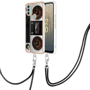For Nokia C31 Electroplating Dual-side IMD Phone Case with Lanyard(Retro Radio)