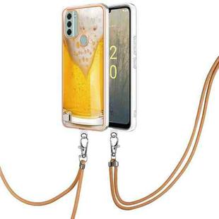 For Nokia C31 Electroplating Dual-side IMD Phone Case with Lanyard(Draft Beer)