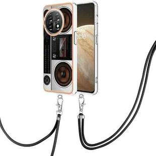 For OnePlus 11 Electroplating Dual-side IMD Phone Case with Lanyard(Retro Radio)