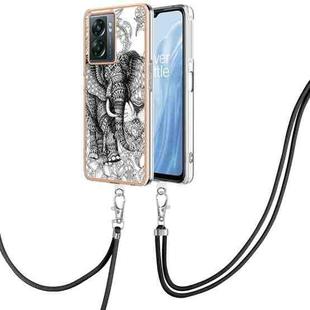 For OnePlus Nord N300 / OPPO A57 Electroplating Dual-side IMD Phone Case with Lanyard(Totem Elephant)