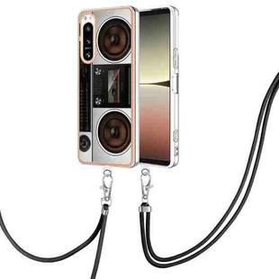 For Sony Xperia 5 IV Electroplating Dual-side IMD Phone Case with Lanyard(Retro Radio)