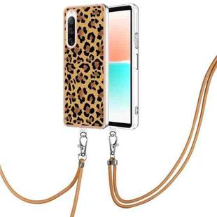 For Sony Xperia 10 IV Electroplating Dual-side IMD Phone Case with Lanyard(Leopard Print)