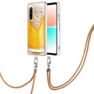 For Sony Xperia 10 IV Electroplating Dual-side IMD Phone Case with Lanyard(Draft Beer)