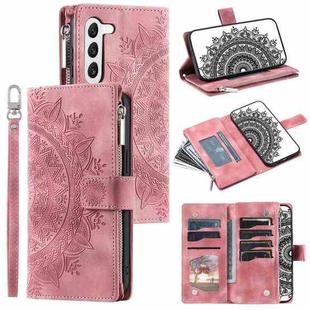 For Samsung Galaxy S23+ 5G Multi-Card Totem Zipper Leather Phone Case(Pink)