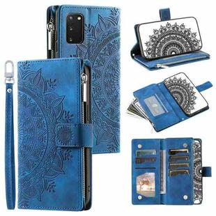 For Samsung Galaxy S20 Multi-Card Totem Zipper Leather Phone Case(Blue)