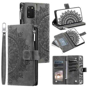 For Samsung Galaxy S20 Multi-Card Totem Zipper Leather Phone Case(Grey)