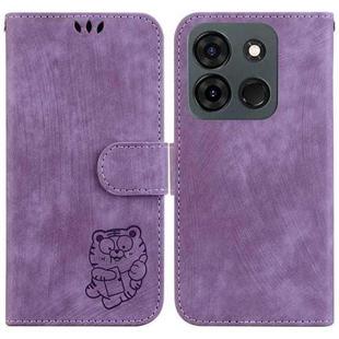 For Infinix Smart 7 India / 7 Plus Little Tiger Embossed Leather Phone Case(Purple)