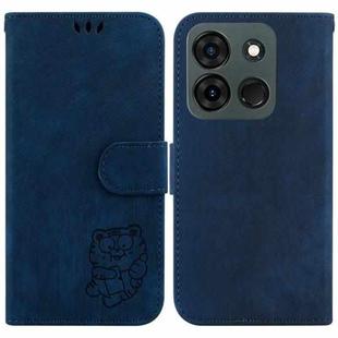 For Infinix Smart 7 India / 7 Plus Little Tiger Embossed Leather Phone Case(Dark Blue)