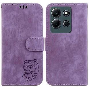 For Infinix Note 30i Little Tiger Embossed Leather Phone Case(Purple)