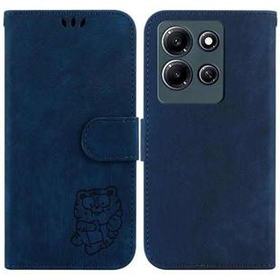 For Infinix Note 30i Little Tiger Embossed Leather Phone Case(Dark Blue)