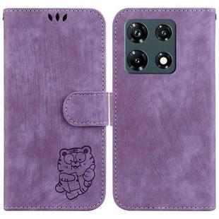 For Infinix Note 30 Pro Little Tiger Embossed Leather Phone Case(Purple)