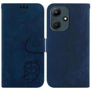 For Infinix Hot 30i / X669C Little Tiger Embossed Leather Phone Case(Dark Blue)