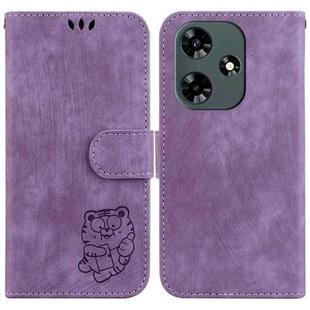 For Infinix Hot 30 Little Tiger Embossed Leather Phone Case(Purple)