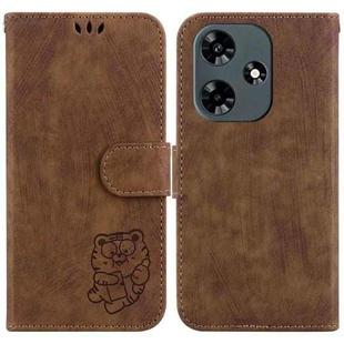 For Infinix Hot 30 Little Tiger Embossed Leather Phone Case(Brown)