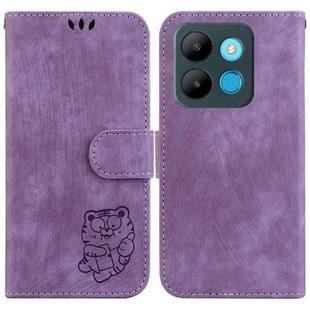 For Infinix Smart 7 African / 6515 Little Tiger Embossed Leather Phone Case(Purple)
