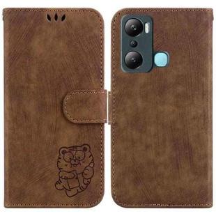 For Infinix Hot 20i Little Tiger Embossed Leather Phone Case(Brown)
