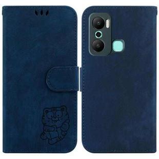 For Infinix Hot 20 Play Little Tiger Embossed Leather Phone Case(Dark Blue)