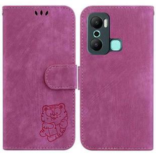 For Infinix Hot 20 Play Little Tiger Embossed Leather Phone Case(Rose Red)