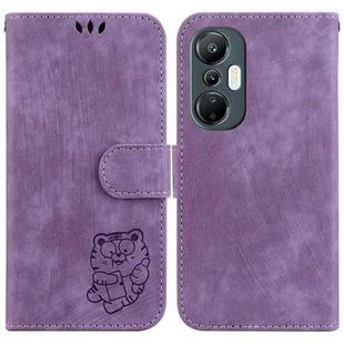 For Infinix Hot 20S Little Tiger Embossed Leather Phone Case(Purple)