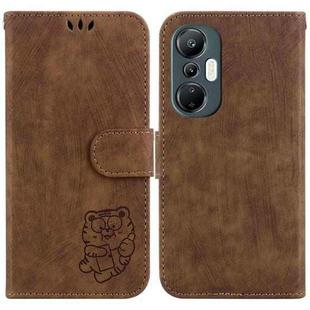 For Infinix Hot 20S Little Tiger Embossed Leather Phone Case(Brown)