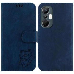 For Infinix Hot 20S Little Tiger Embossed Leather Phone Case(Dark Blue)