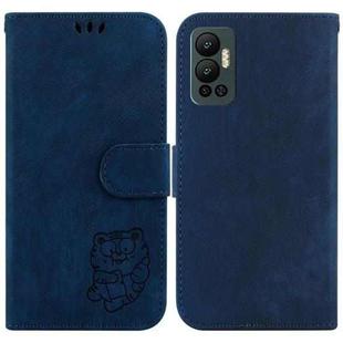 For Infinix Hot 20 Little Tiger Embossed Leather Phone Case(Dark Blue)