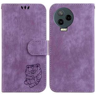 For Infinix Note 12 2023 / 12 Pro 4G Little Tiger Embossed Leather Phone Case(Purple)